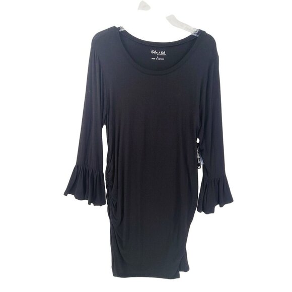 Flutter & Kick NWT Maternity Long Sleeve Dress Black Size L - Picture 1 of 9